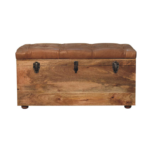 Buffalo Hide Oak-ish Storage Trunk-0