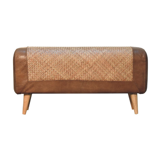 Large Seagrass Buffalo Hide Nordic Bench-0