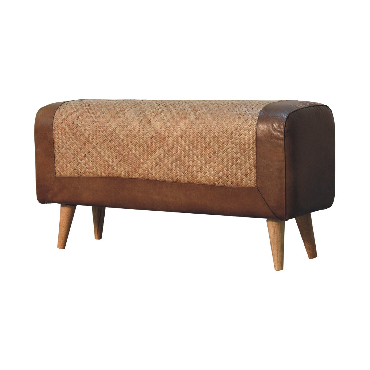 Large Seagrass Buffalo Hide Nordic Bench-1