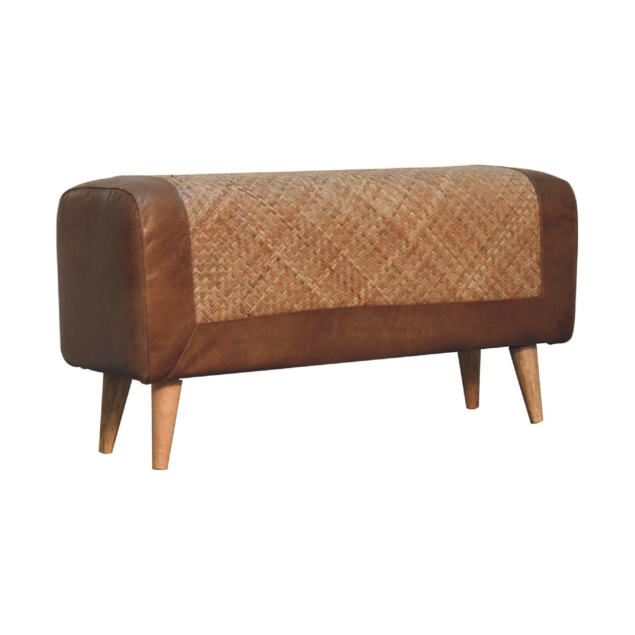 Large Seagrass Buffalo Hide Nordic Bench-2