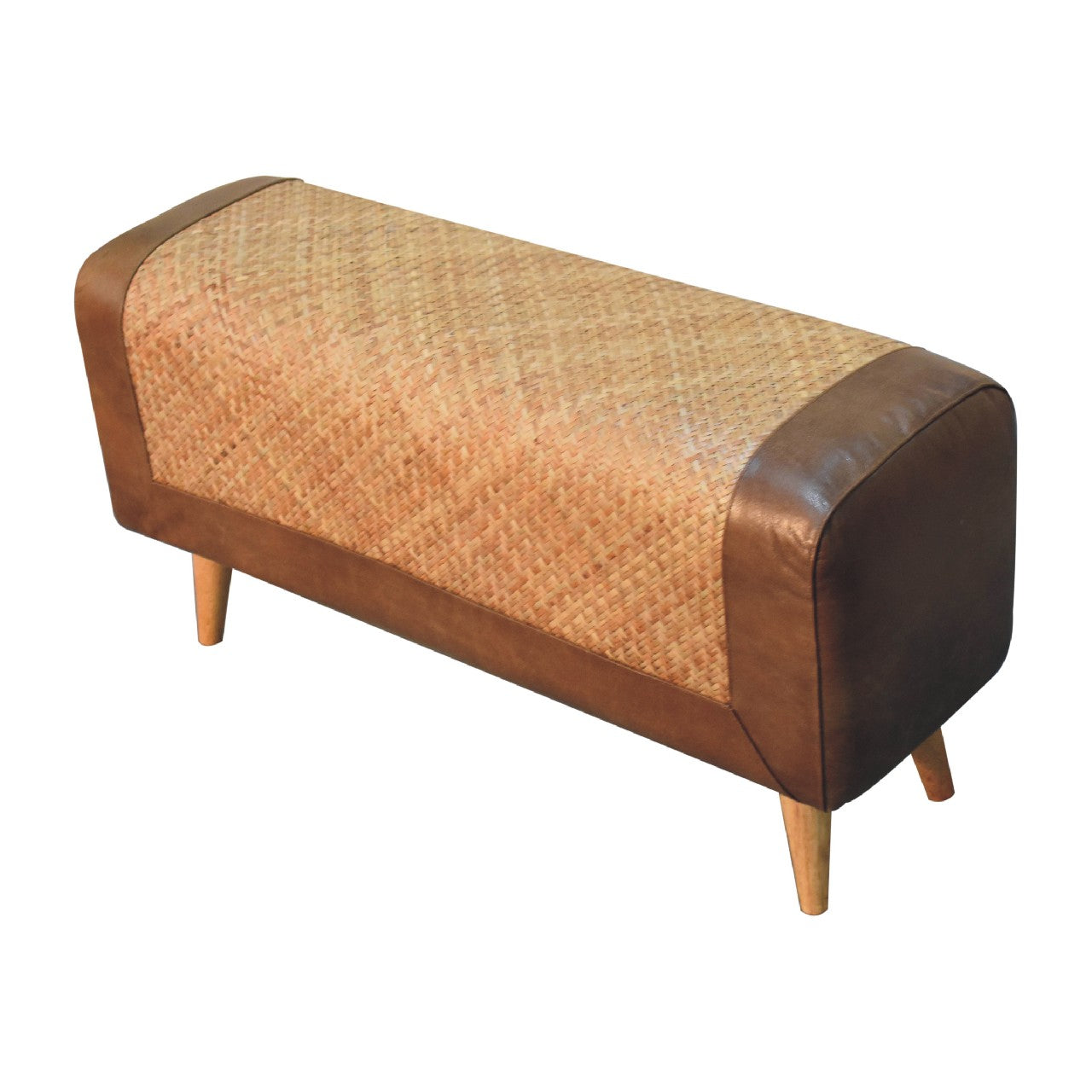 Large Seagrass Buffalo Hide Nordic Bench-7