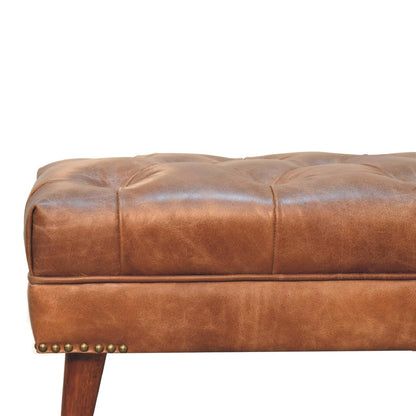 Harbour Brown Leather Bench-4