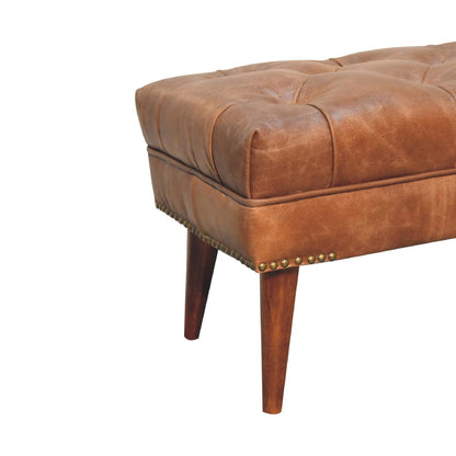 Harbour Brown Leather Bench-6