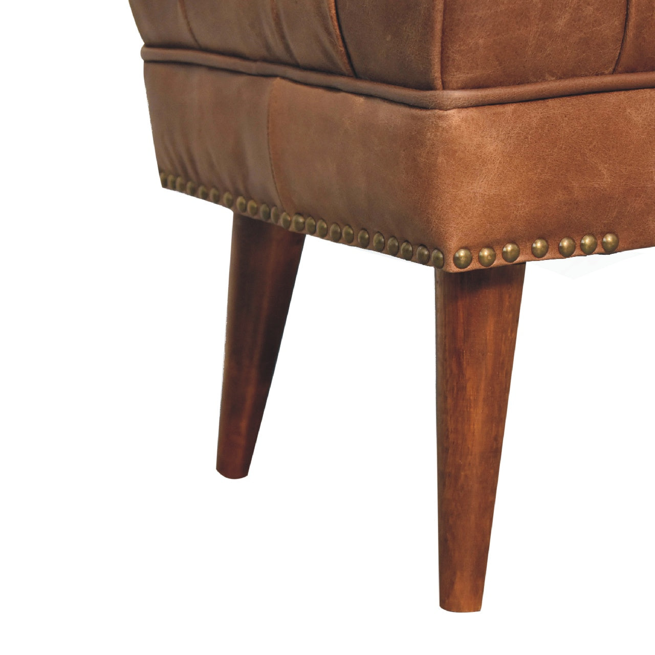 Harbour Brown Leather Bench-7