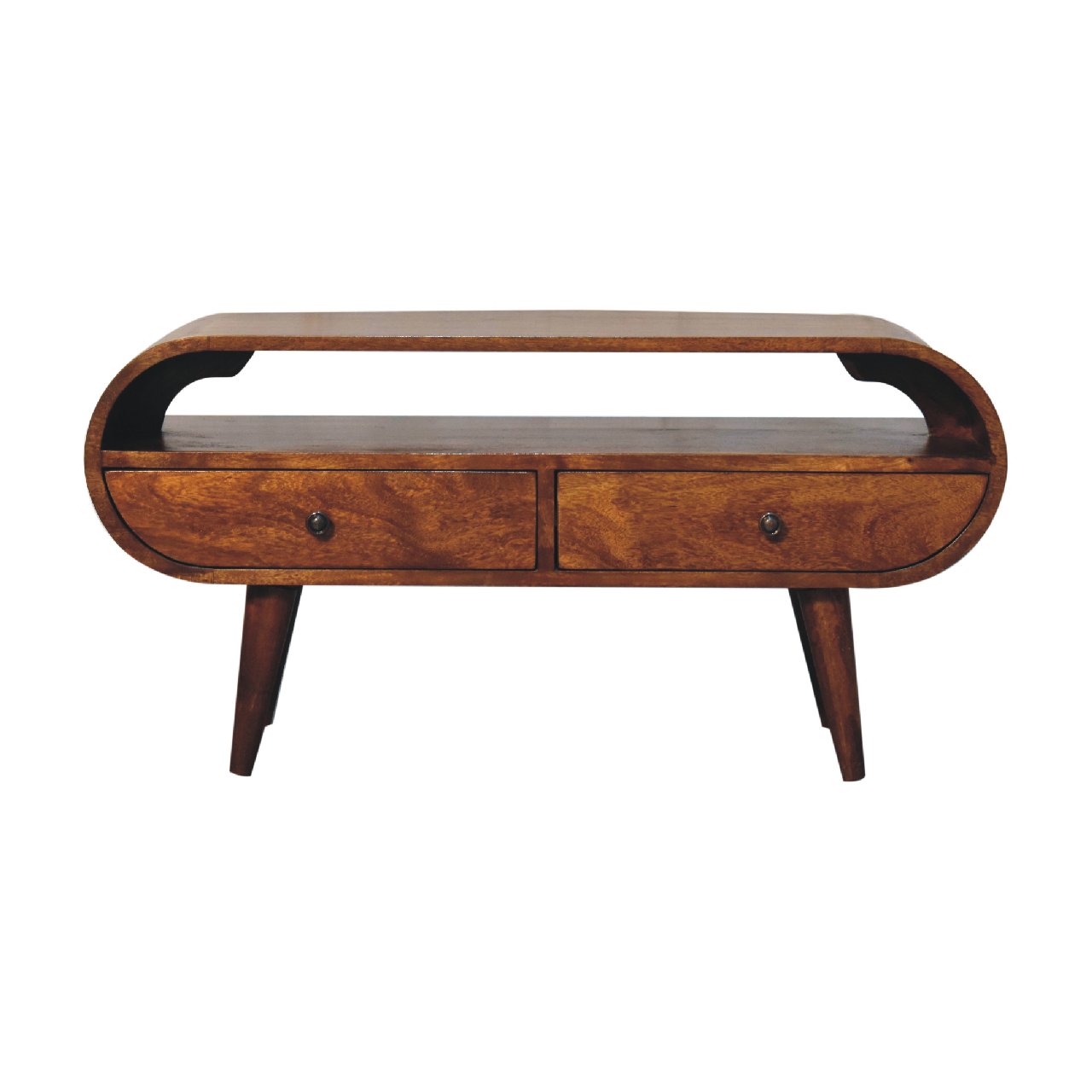 Chestnut Circular TV Stand-1