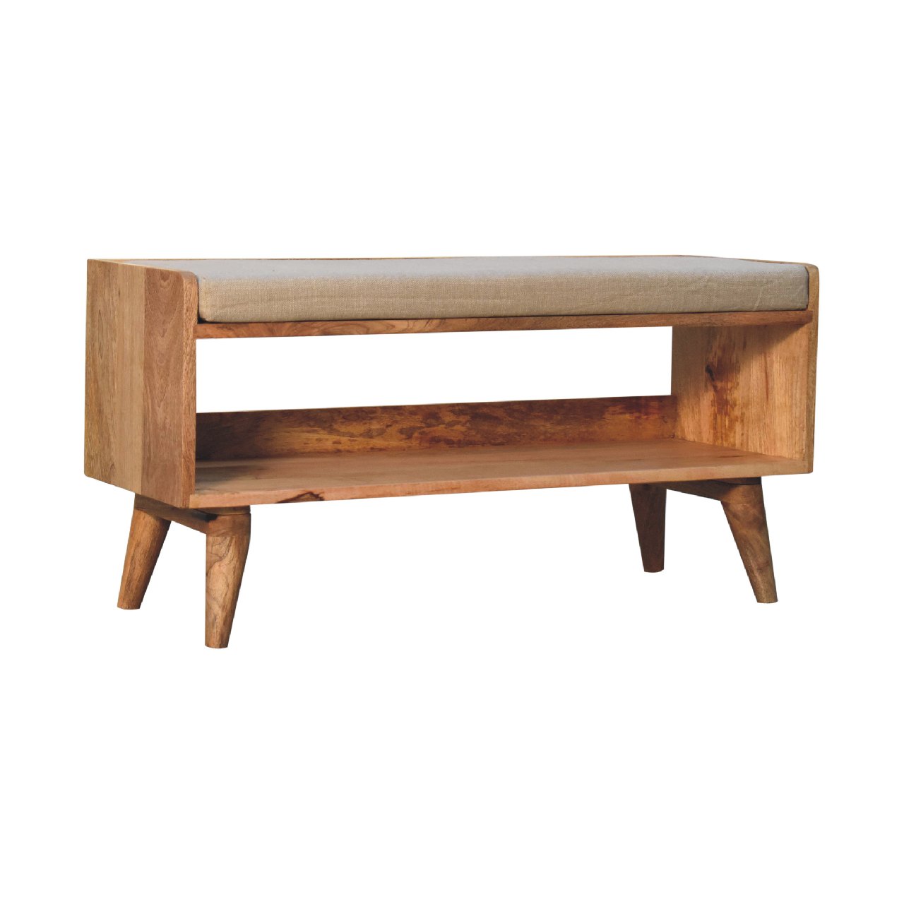 Oak-ish Nordic Storage Bench With Mud Linen-1