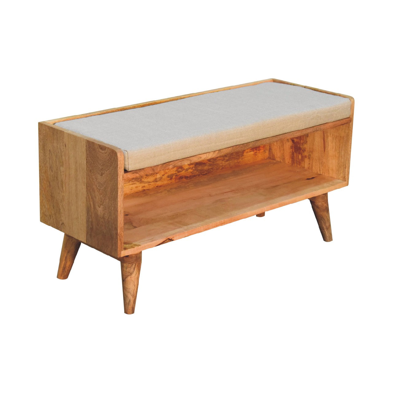 Oak-ish Nordic Storage Bench With Mud Linen-4