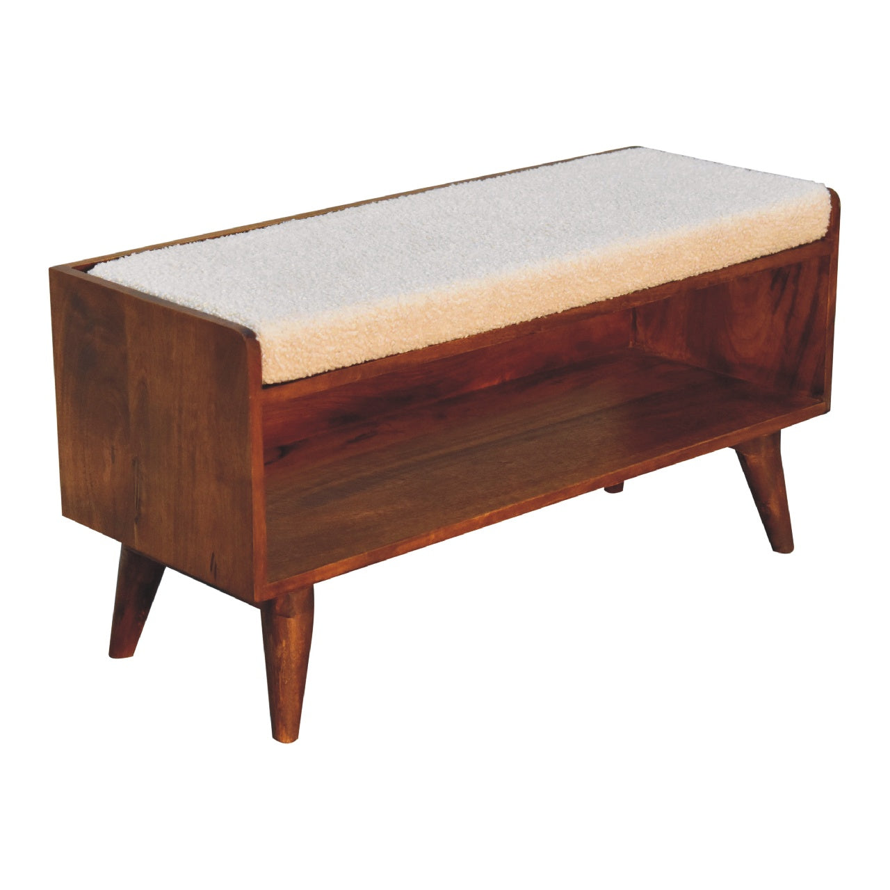 Boucle Nordic Storage Bench-5