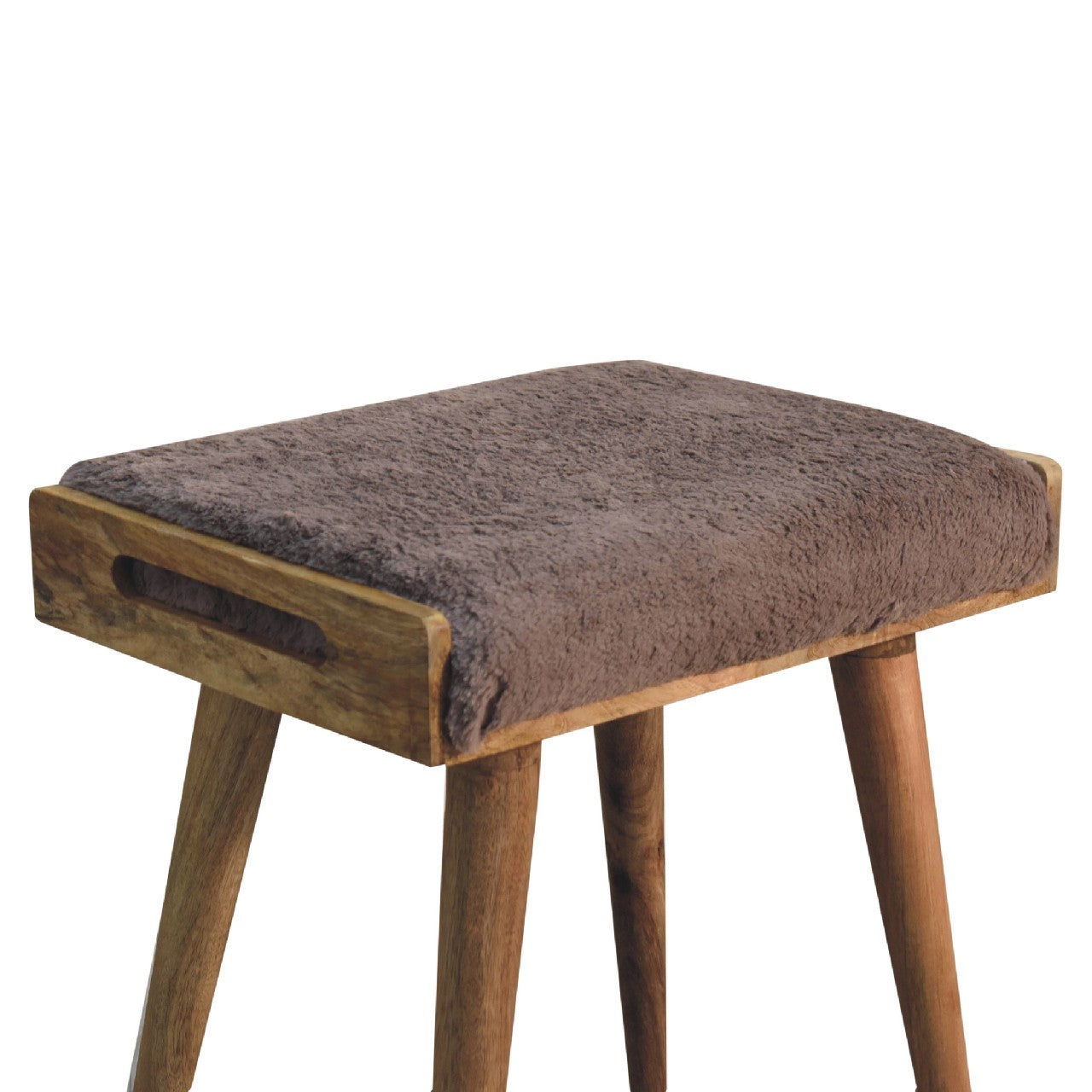 Mocha Faux Fur Style Footstool-5