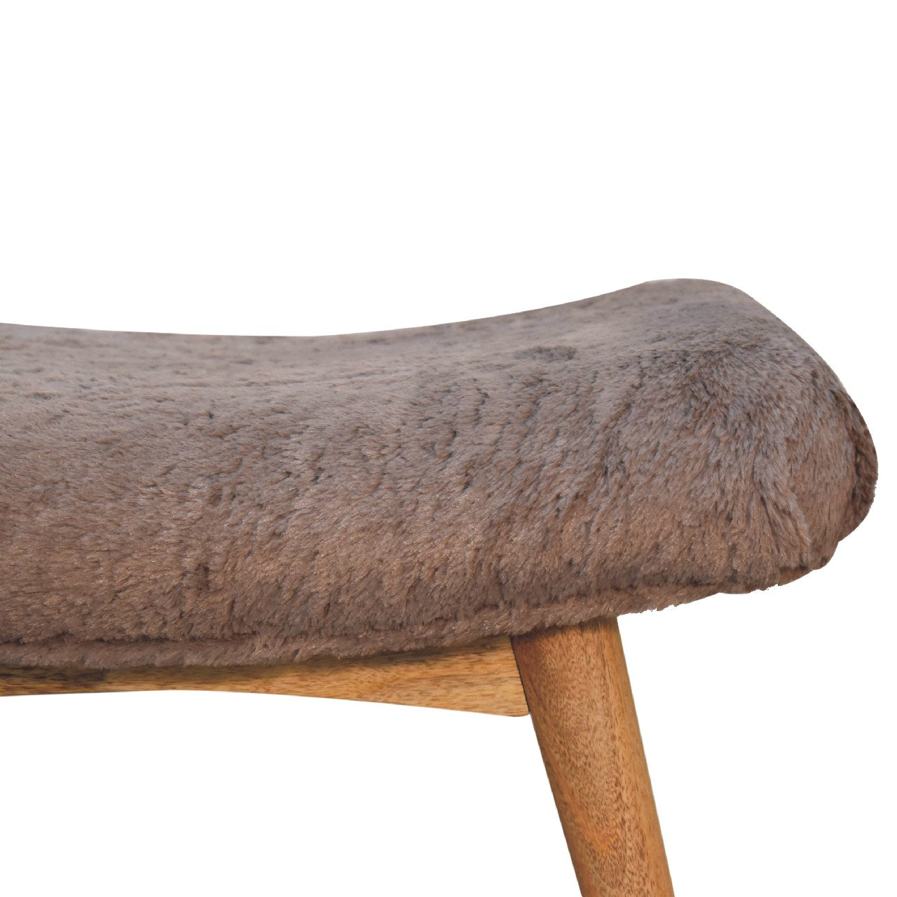 Mocha Faux Fur Curved Bench-3