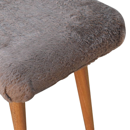 Mocha Faux Fur Curved Bench-5