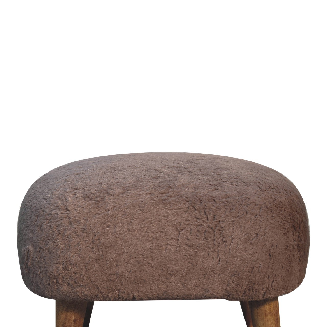 Mocha Faux Fur Square Stool-3