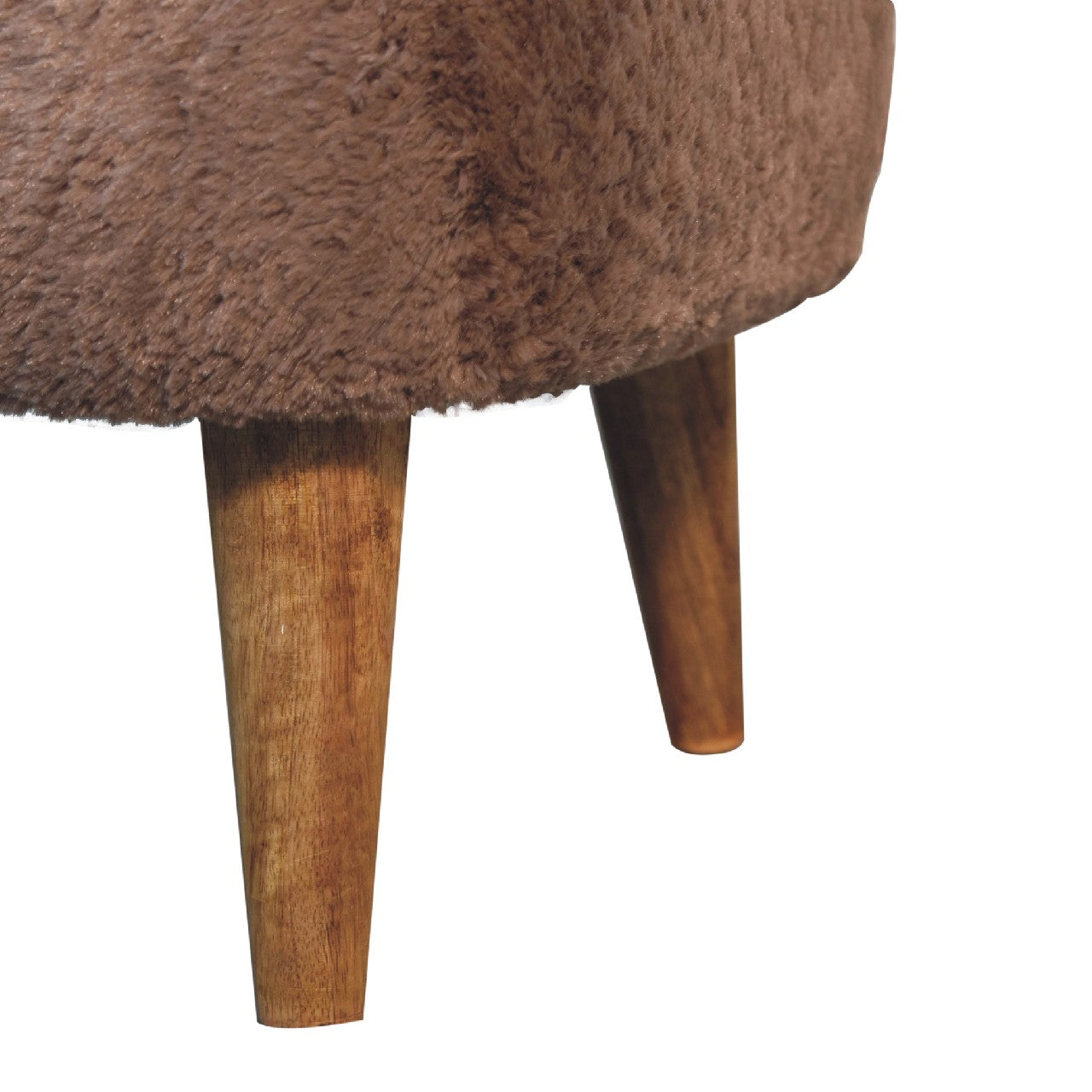 Mocha Faux Fur Square Stool-6