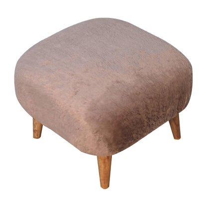 Mocha Faux Fur Square Stool-7