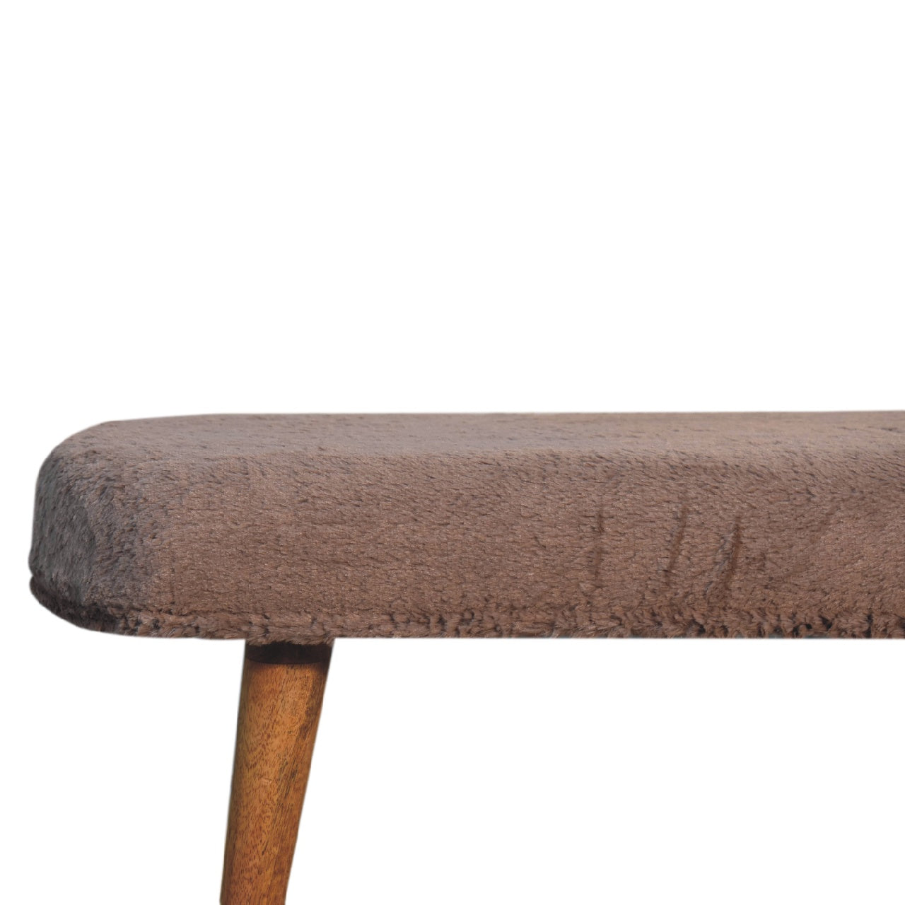 Mocha Faux Fur Fabric Bench-4