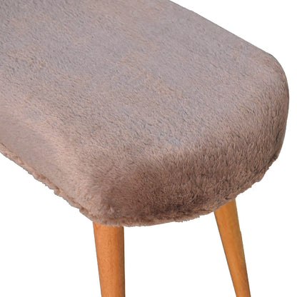 Mocha Faux Fur Fabric Bench-6