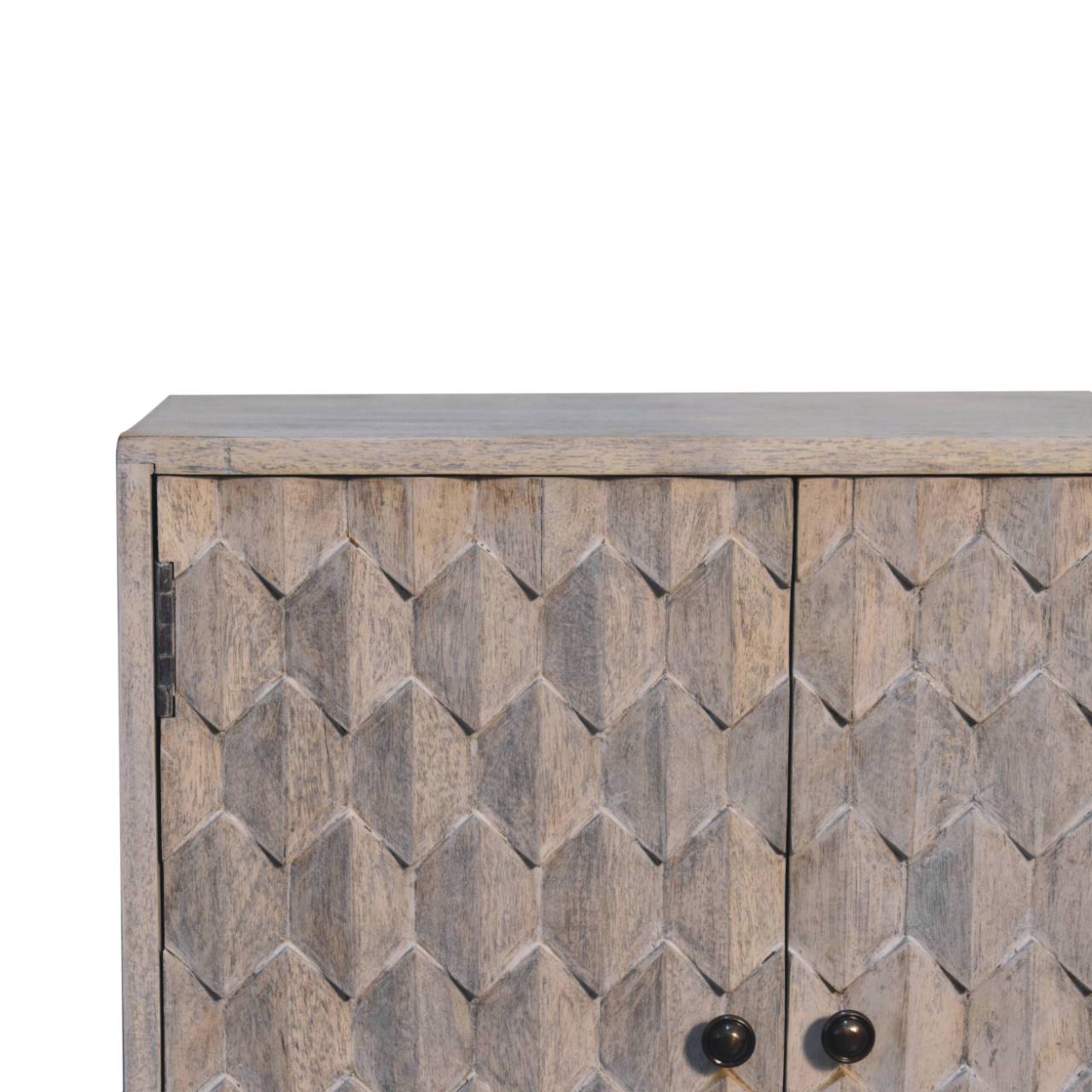 Mini Pineapple Carved Stone Finish Cabinet-4