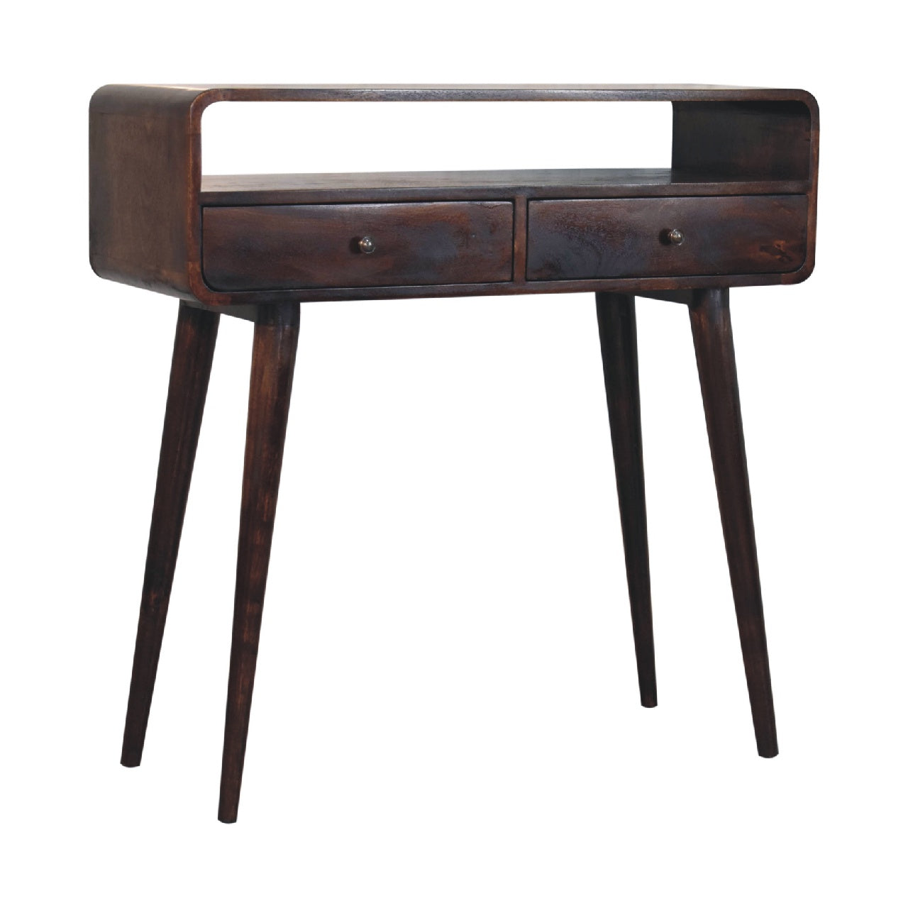 Curved Light Walnut Console Table-2