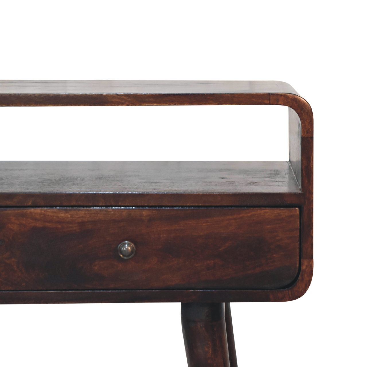 Curved Light Walnut Console Table-3