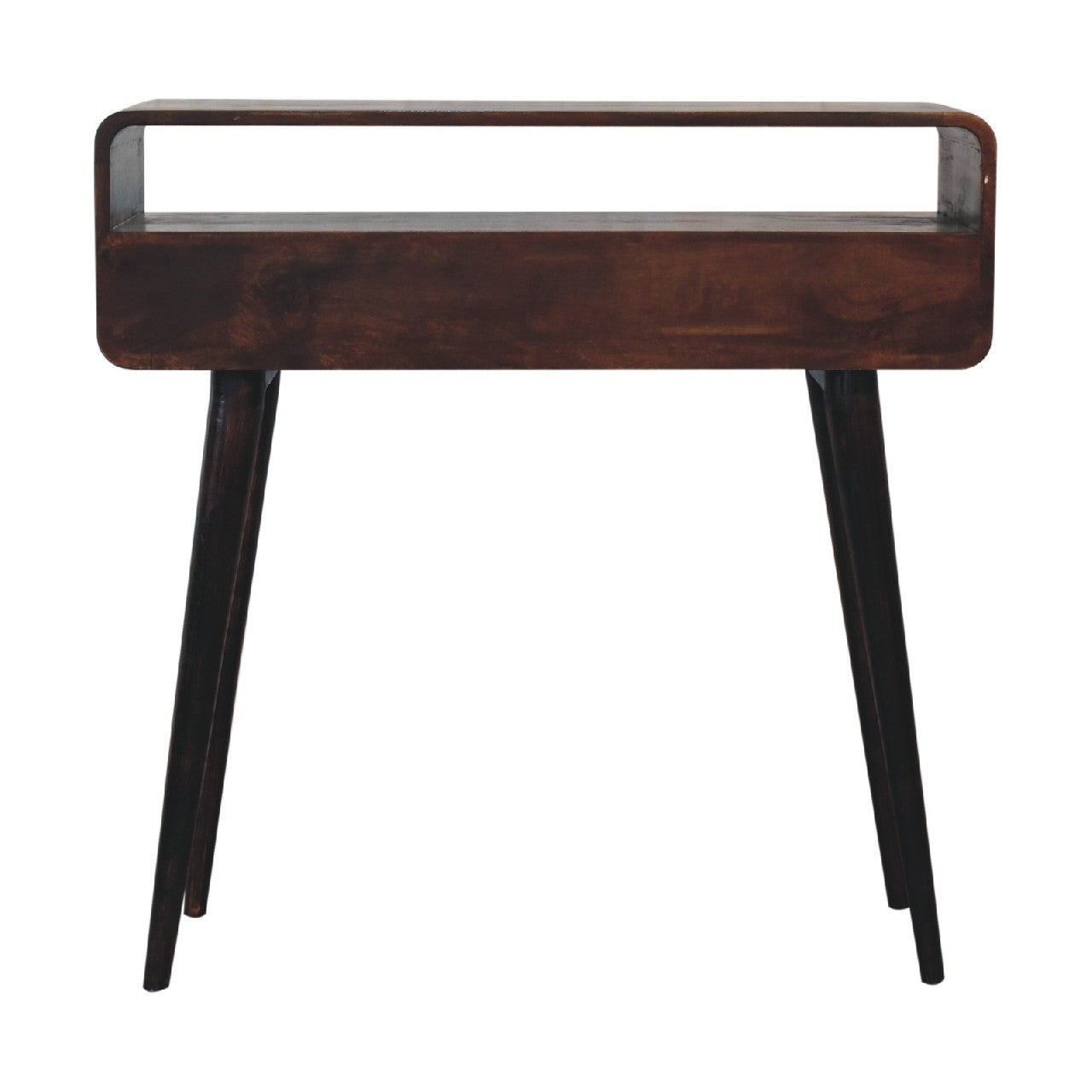 Curved Light Walnut Console Table-8