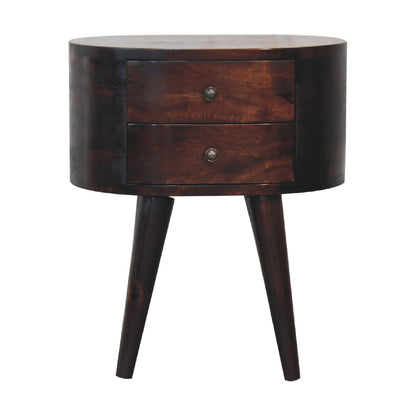 Light Walnut Rounded Nightsand Table-1