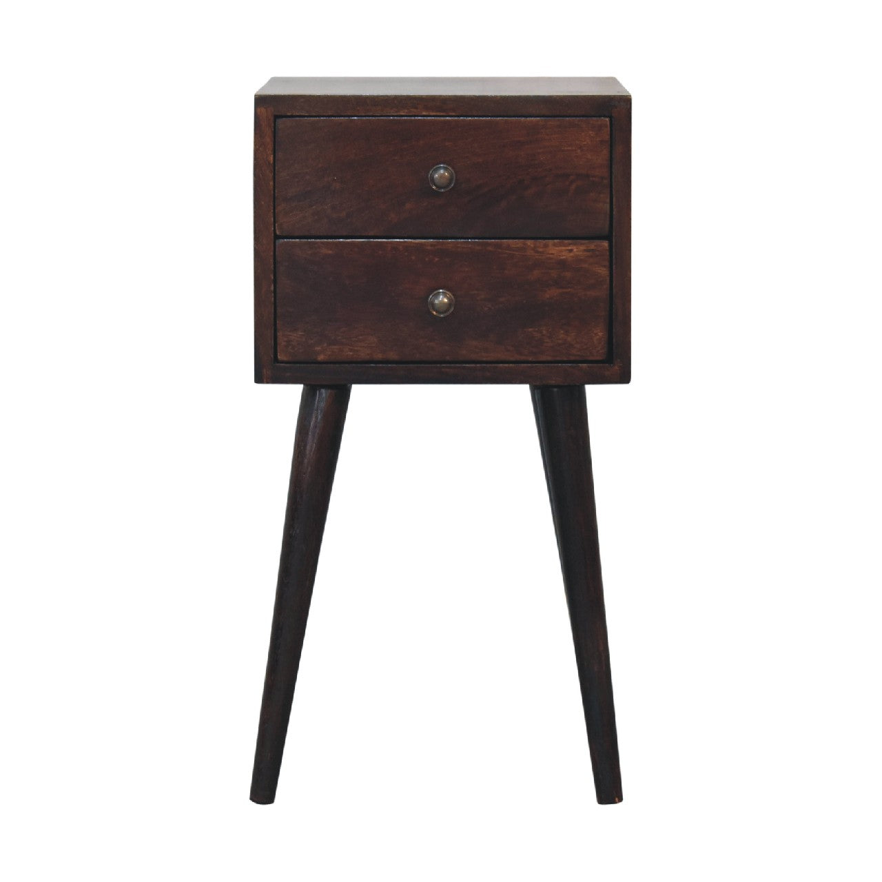 Mini 2 Drawer Light Walnut Nightstand-1