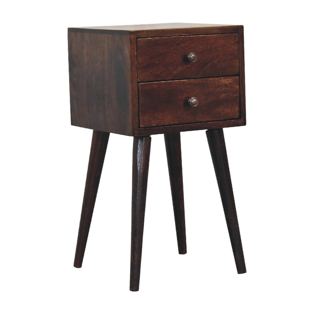 Mini 2 Drawer Light Walnut Nightstand-2