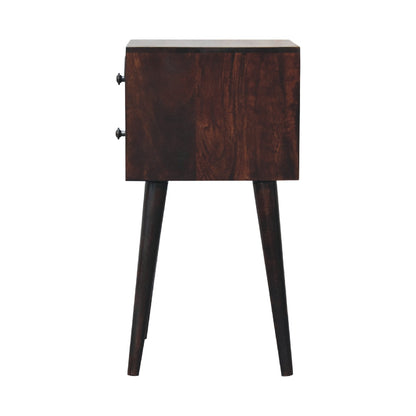 Mini 2 Drawer Light Walnut Nightstand-8