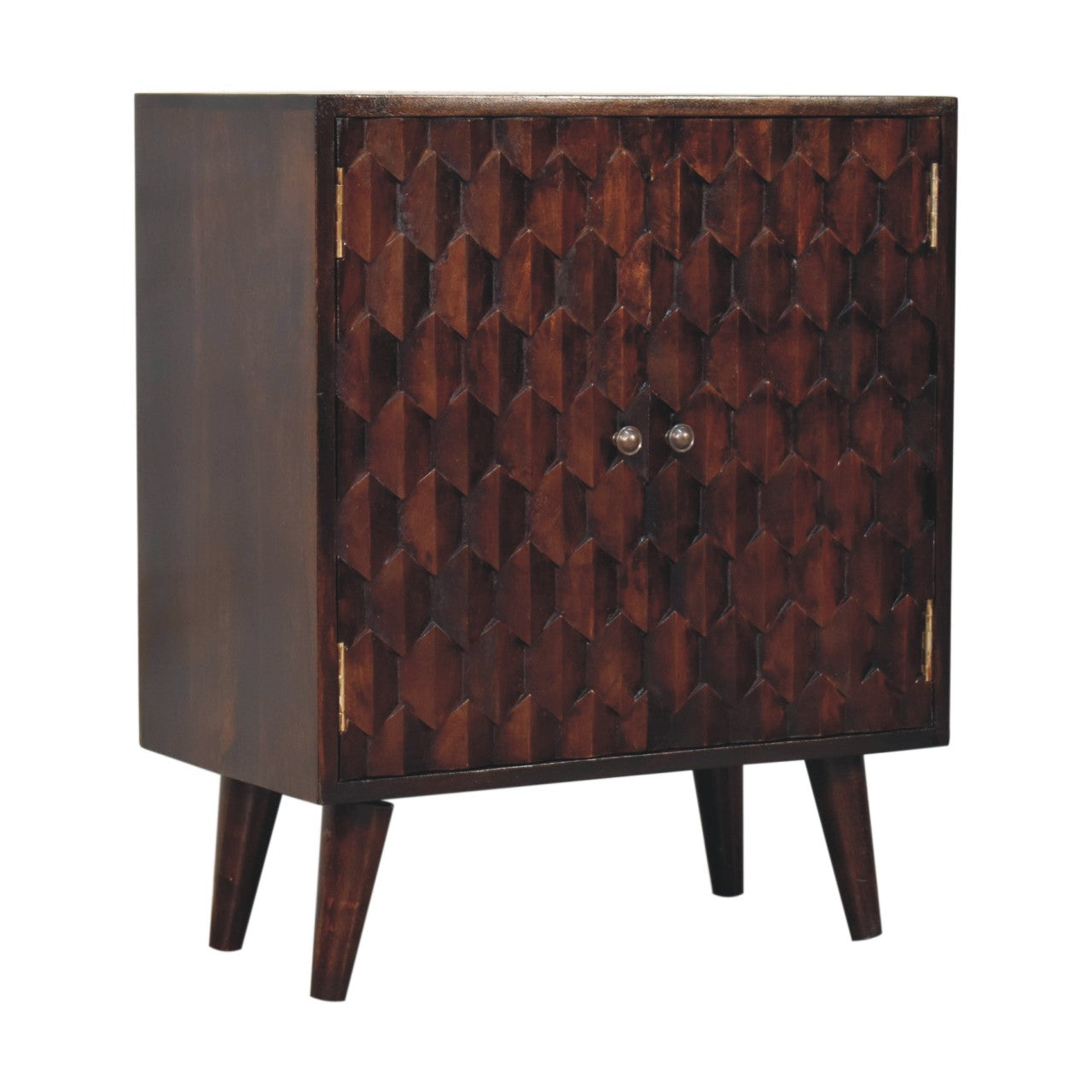 Mini Pineapple Carved Light Walnut Cabinet-3