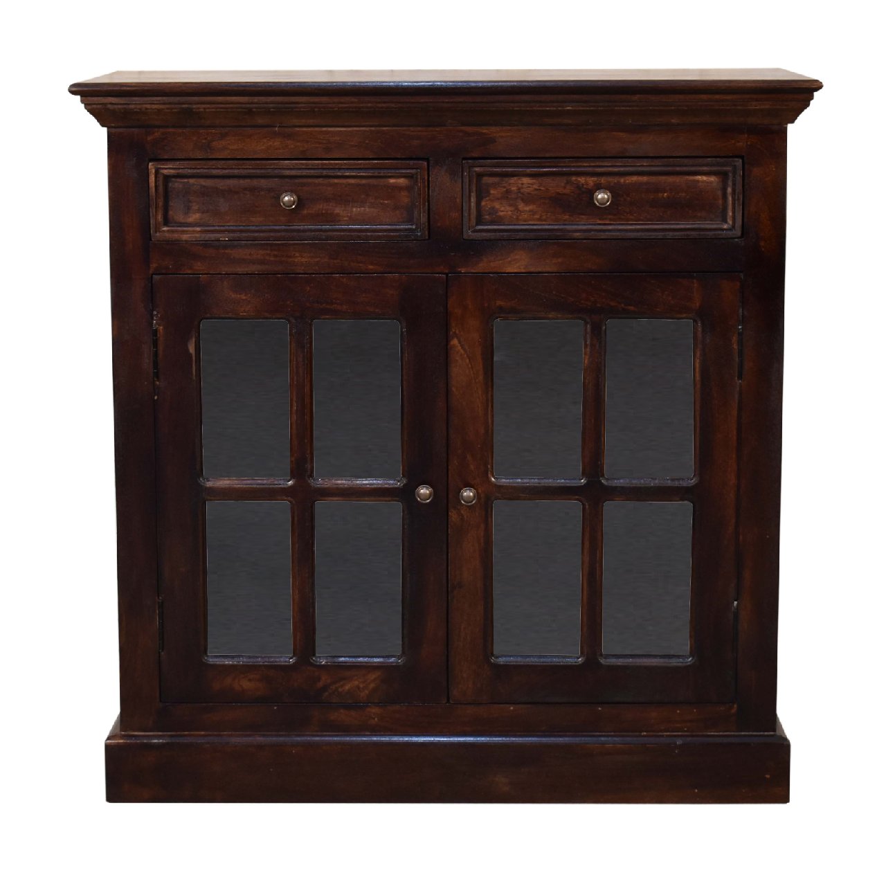 Light Walnut Cabinet with Glazed Doors-1