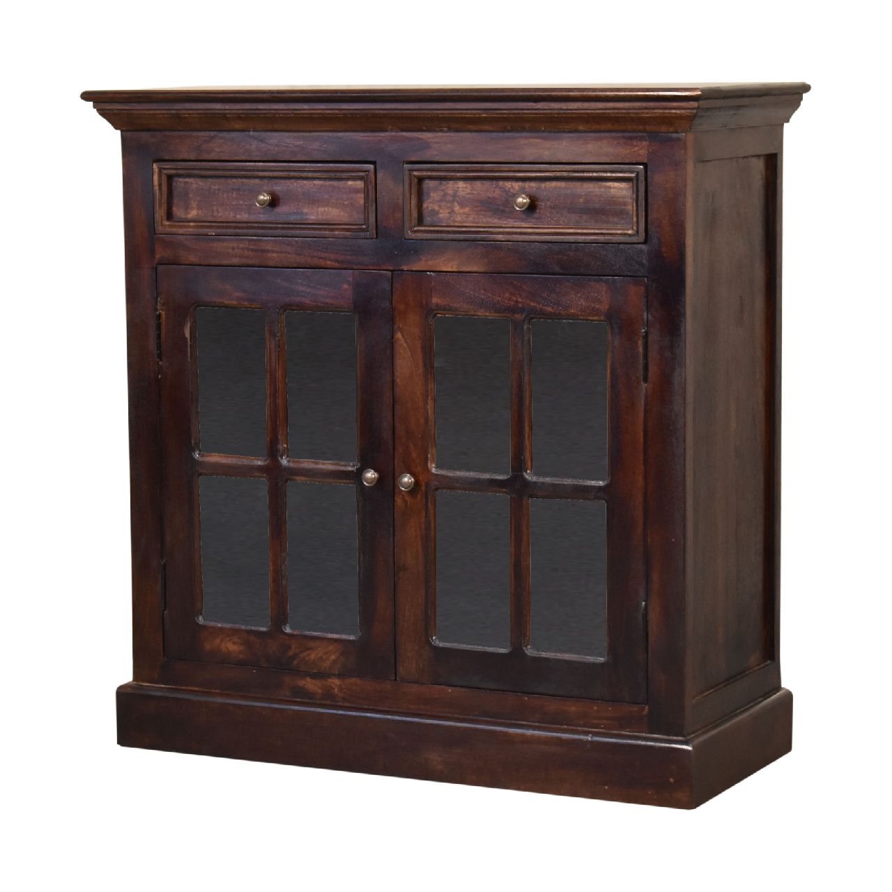 Light Walnut Cabinet with Glazed Doors-2