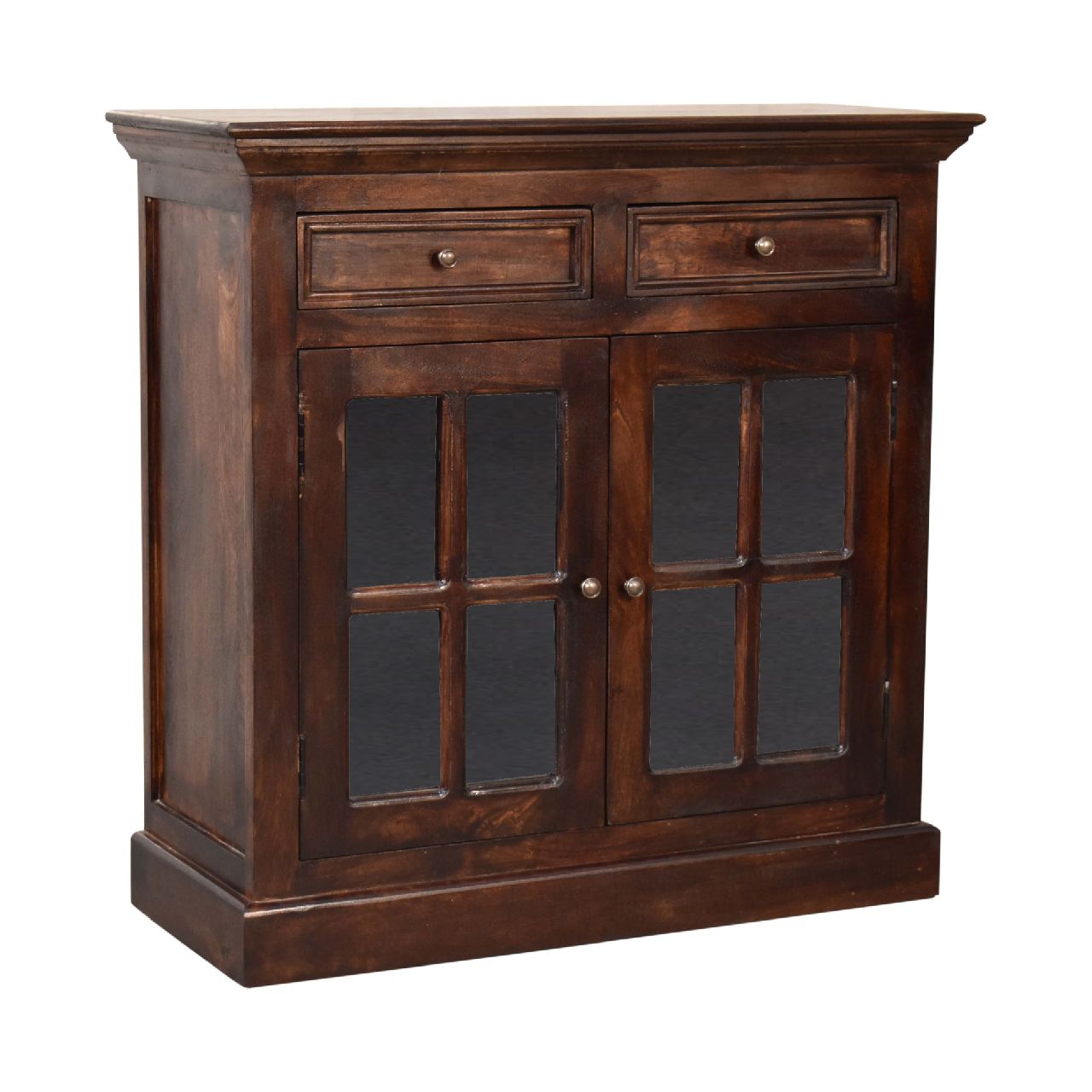 Light Walnut Cabinet with Glazed Doors-3