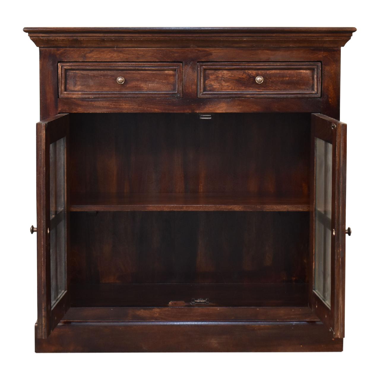 Light Walnut Cabinet with Glazed Doors-8