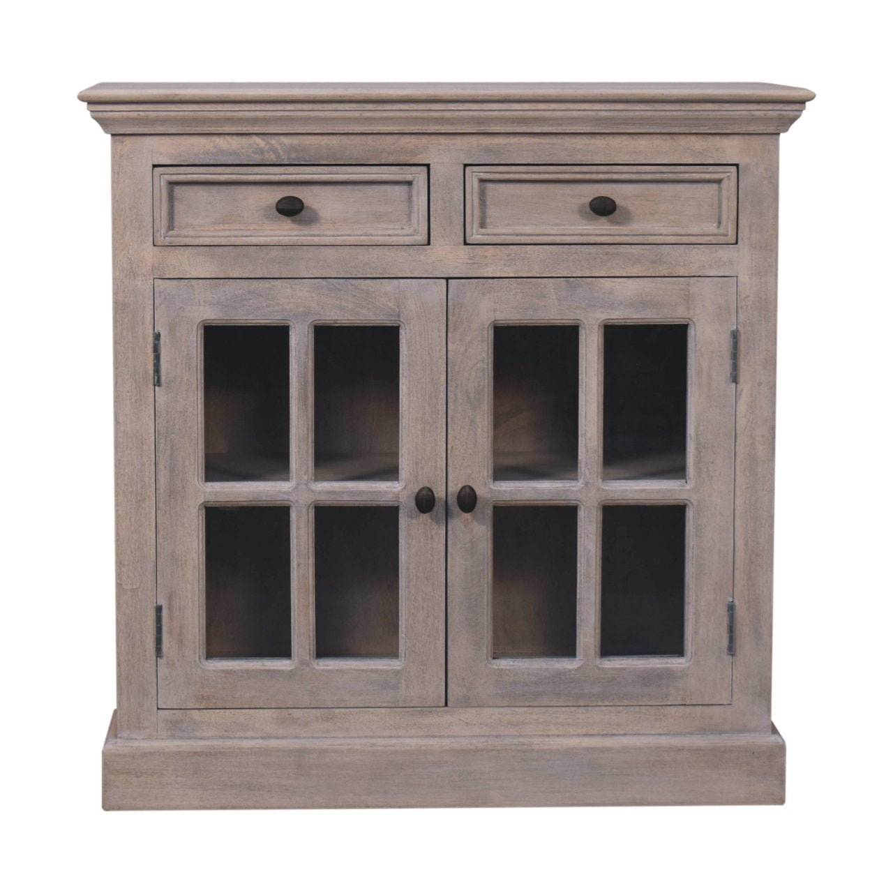 Stone Finish Cabinet with Glazed Doors-1