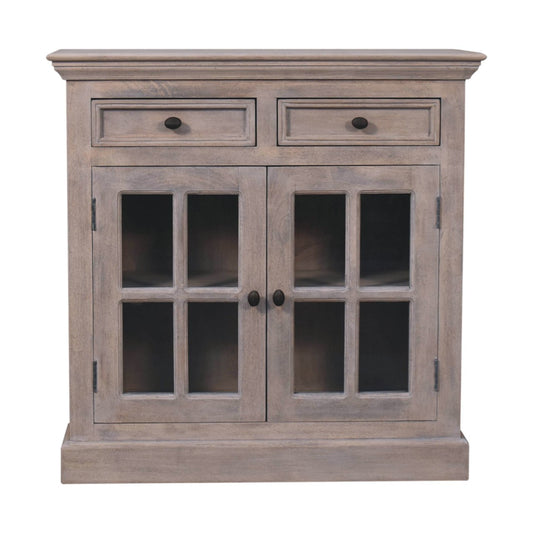 Stone Finish Cabinet with Glazed Doors-0