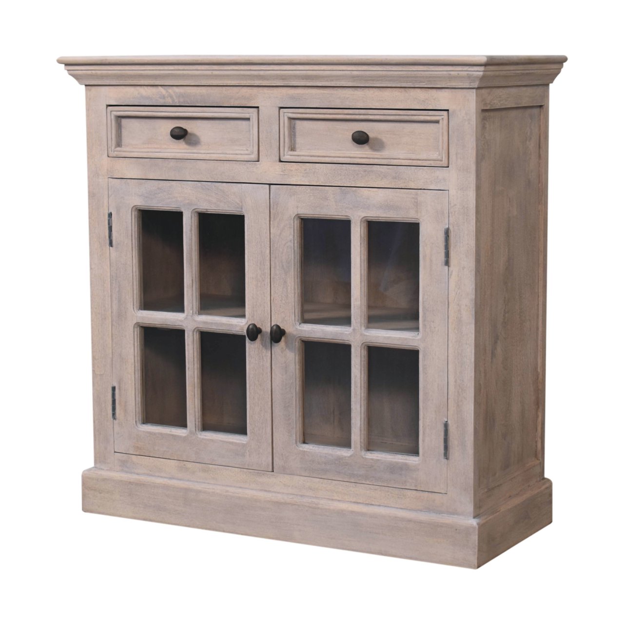 Stone Finish Cabinet with Glazed Doors-2