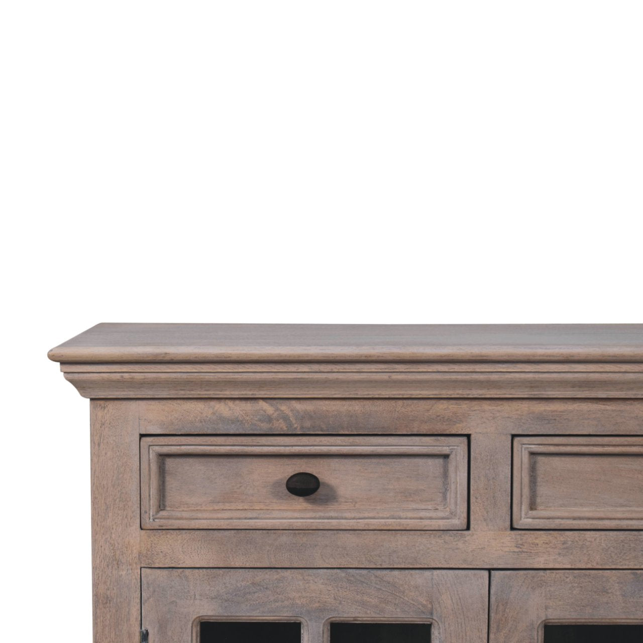 Stone Finish Cabinet with Glazed Doors-4