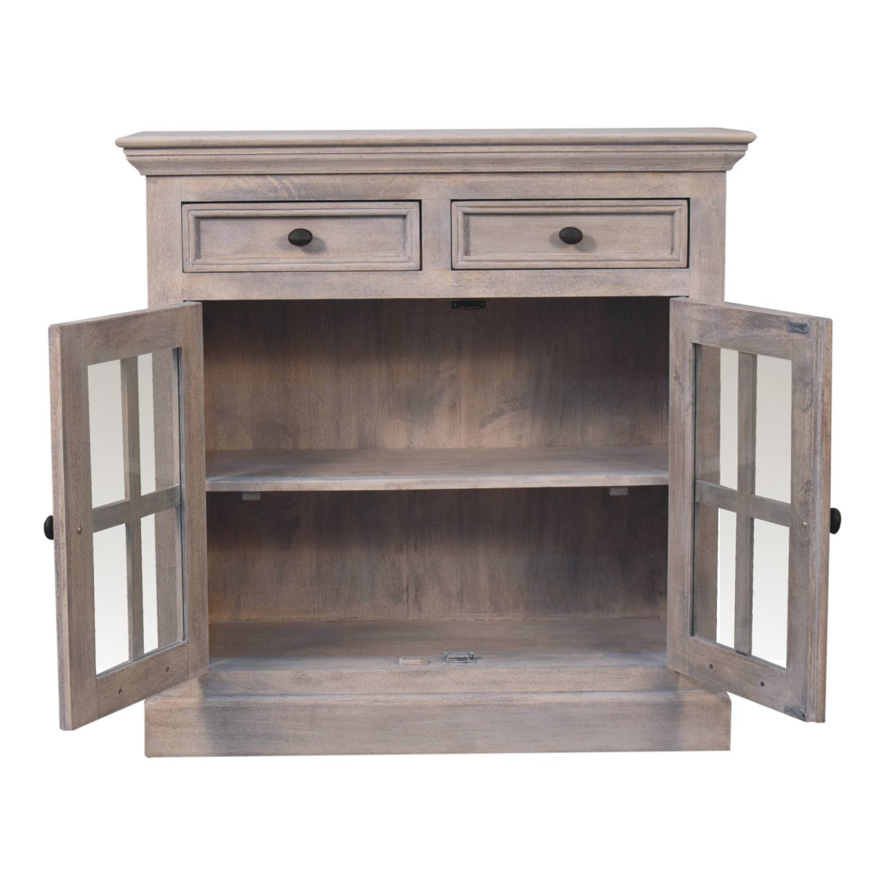 Stone Finish Cabinet with Glazed Doors-8