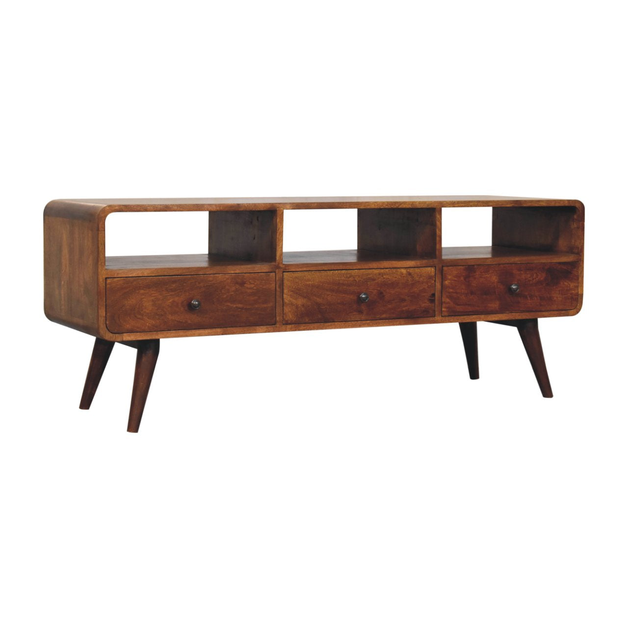 Trio Curved Chestnut Media Unit-2