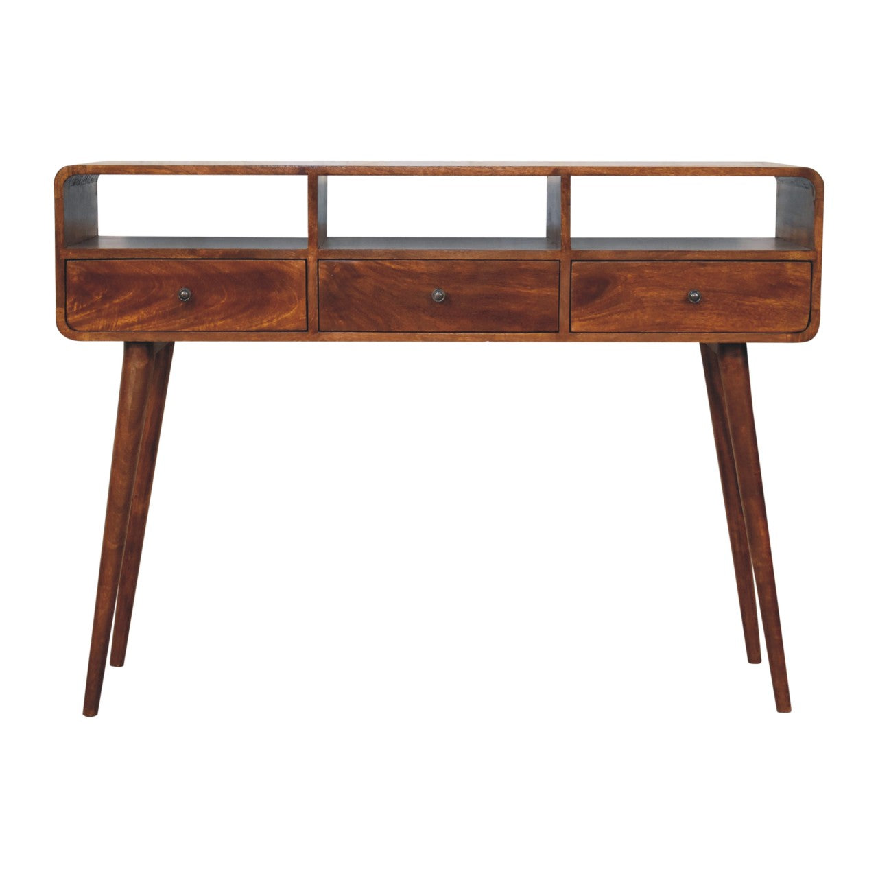 Triple Curved Chestnut Console Table-1