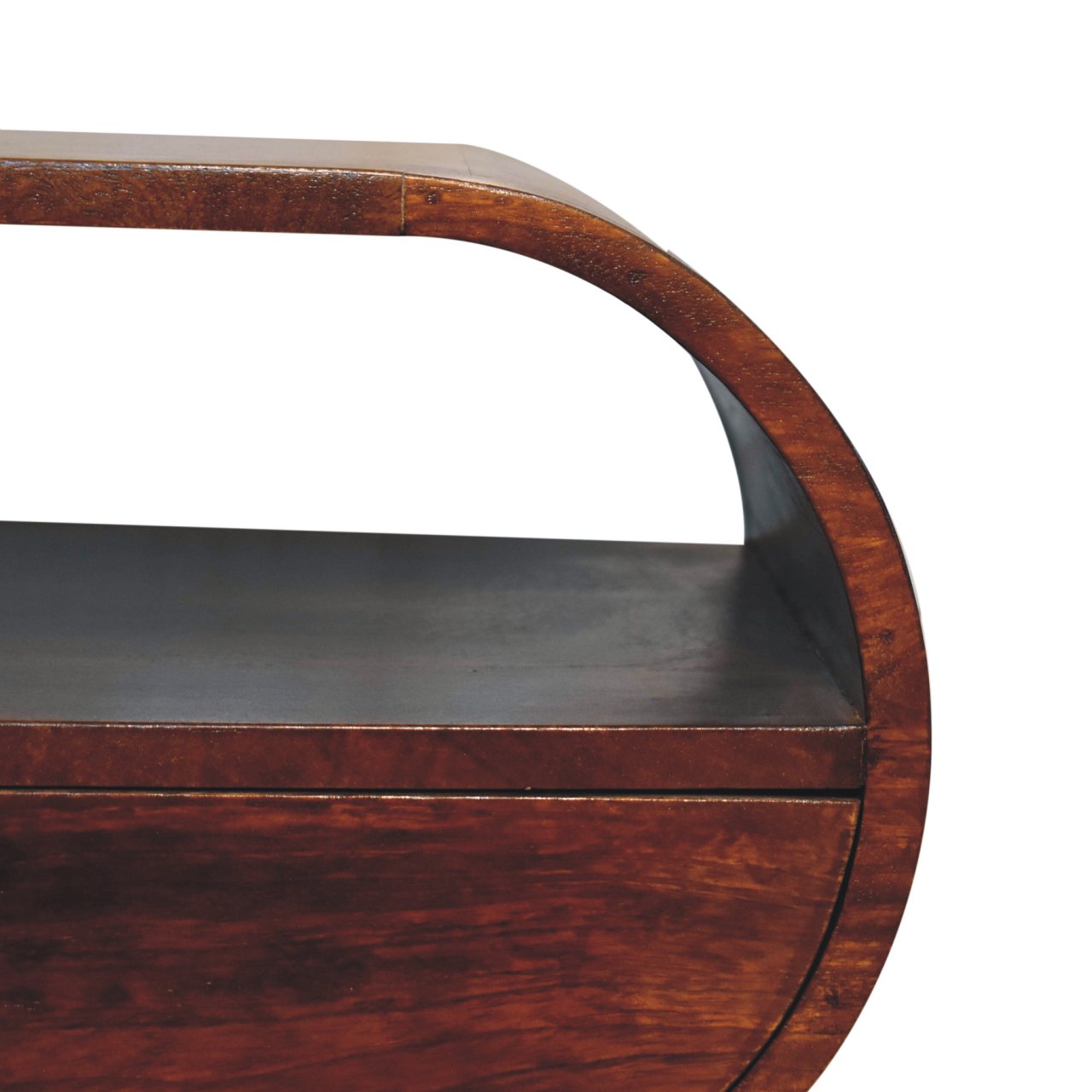 Large Chestnut Circular Open Bedside-4