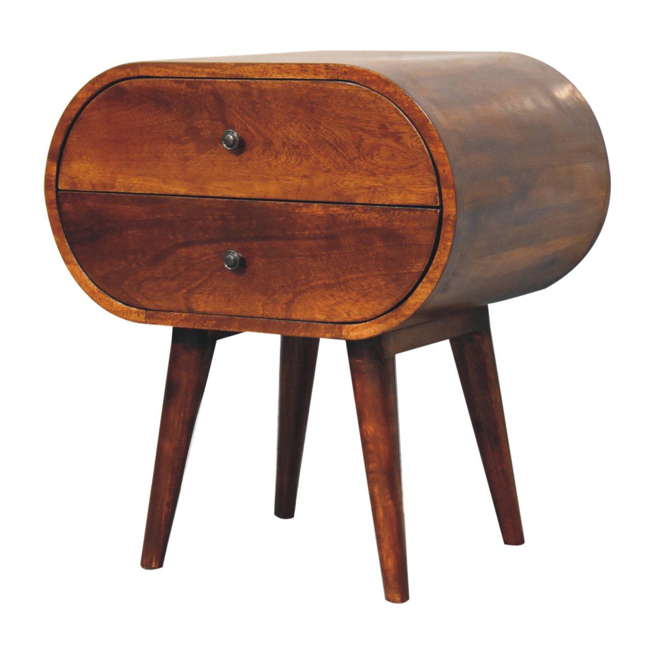 Large Chestnut Circular Bedside-3