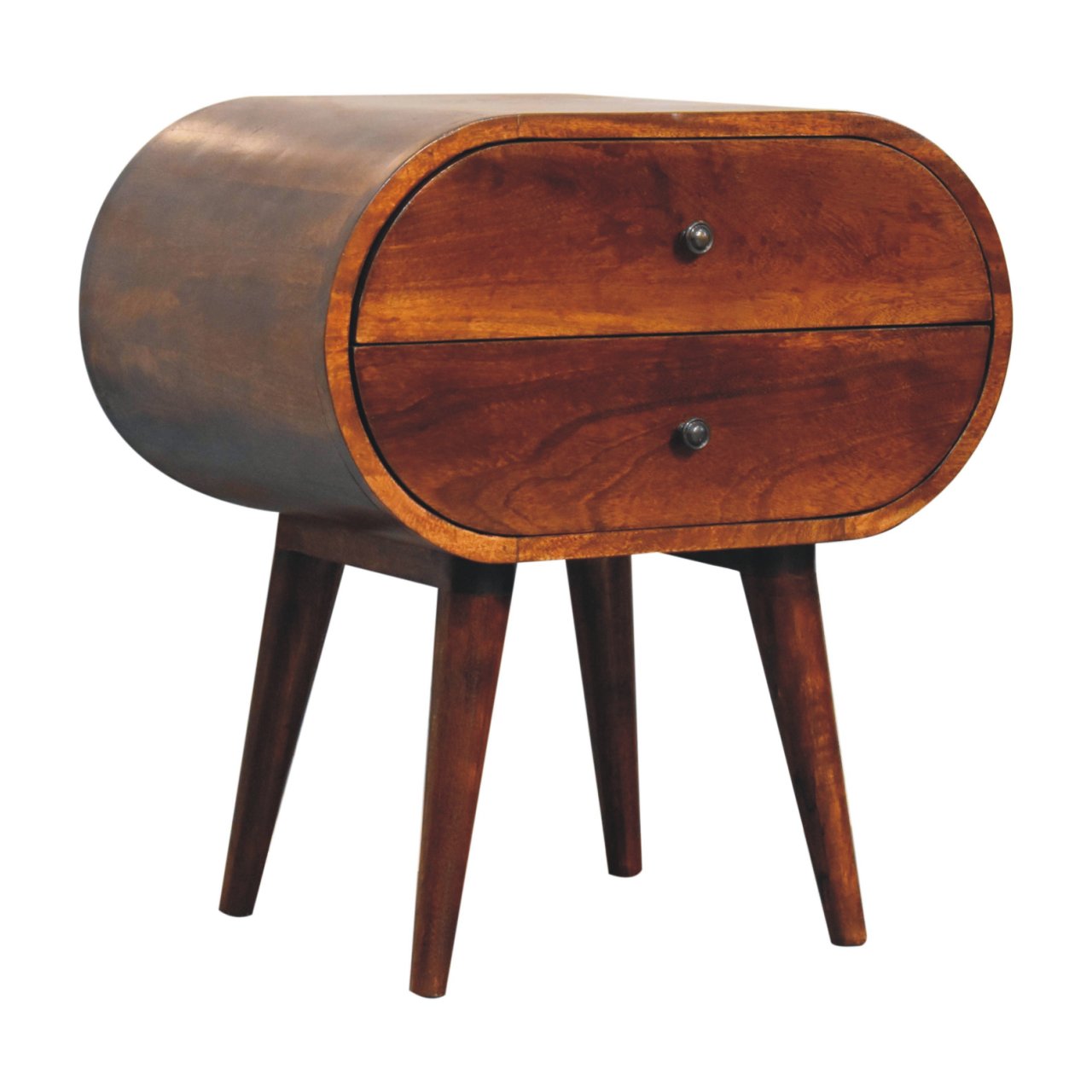 Large Chestnut Circular Bedside-4