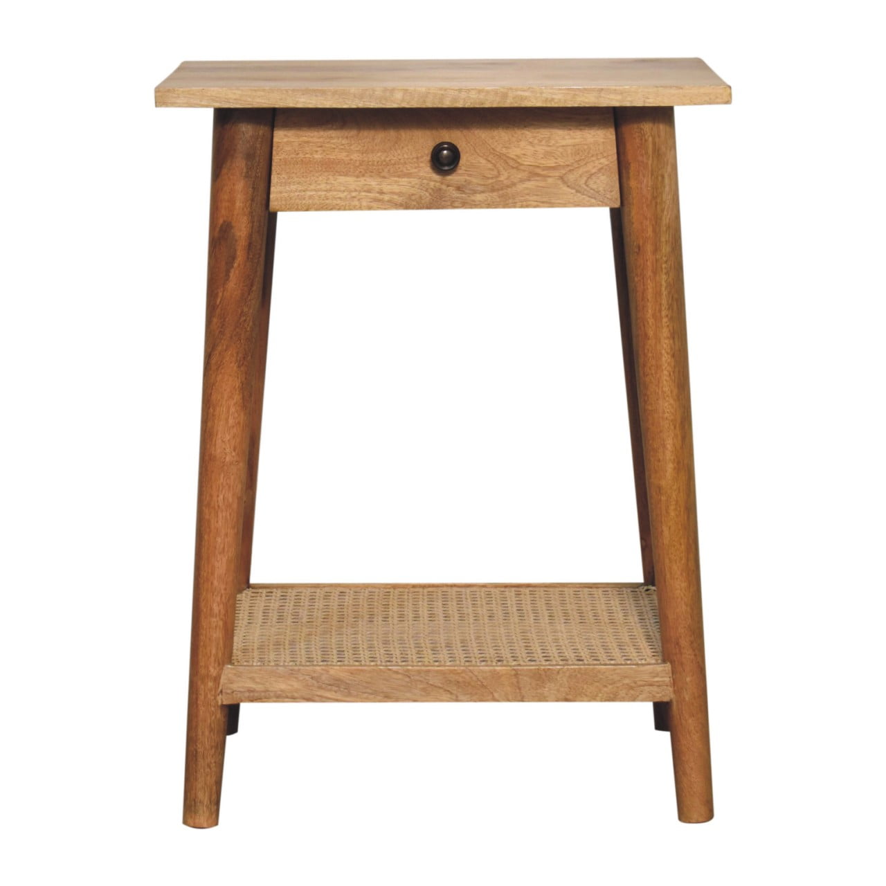 Woven Solid Wood End Table-1