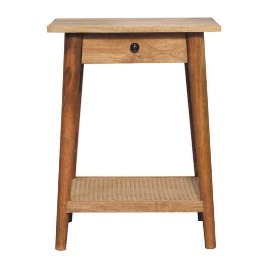 Woven Solid Wood End Table-0