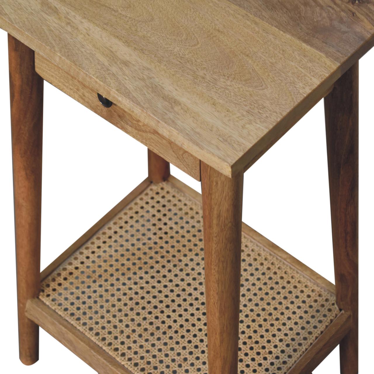 Woven Solid Wood End Table-5