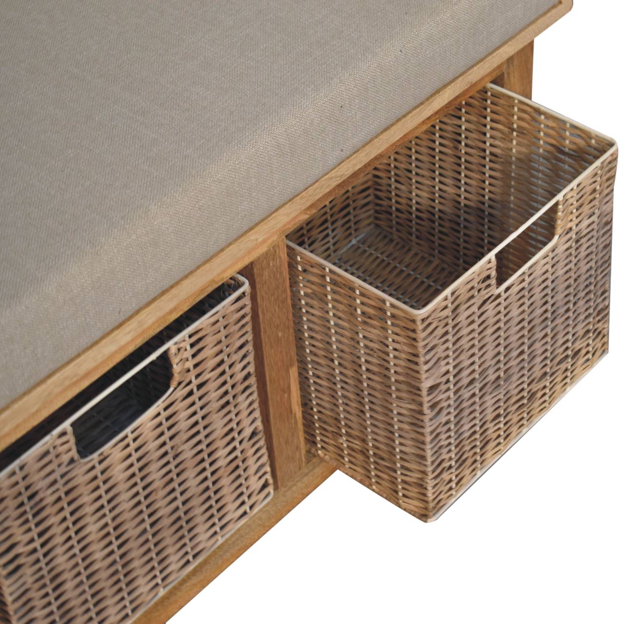 Rattan Basket Linen Bench-6