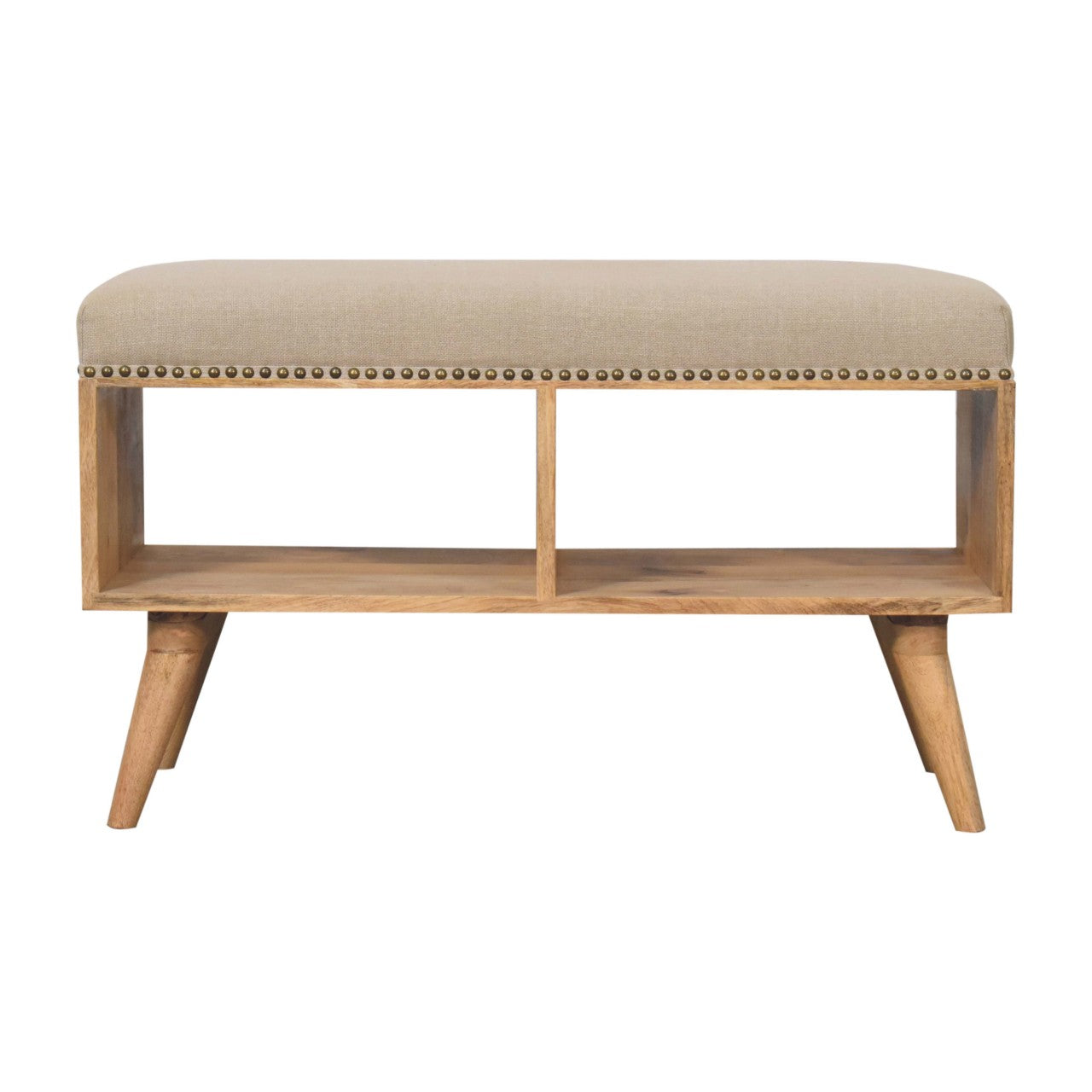 Studded Linen Open Bench-0