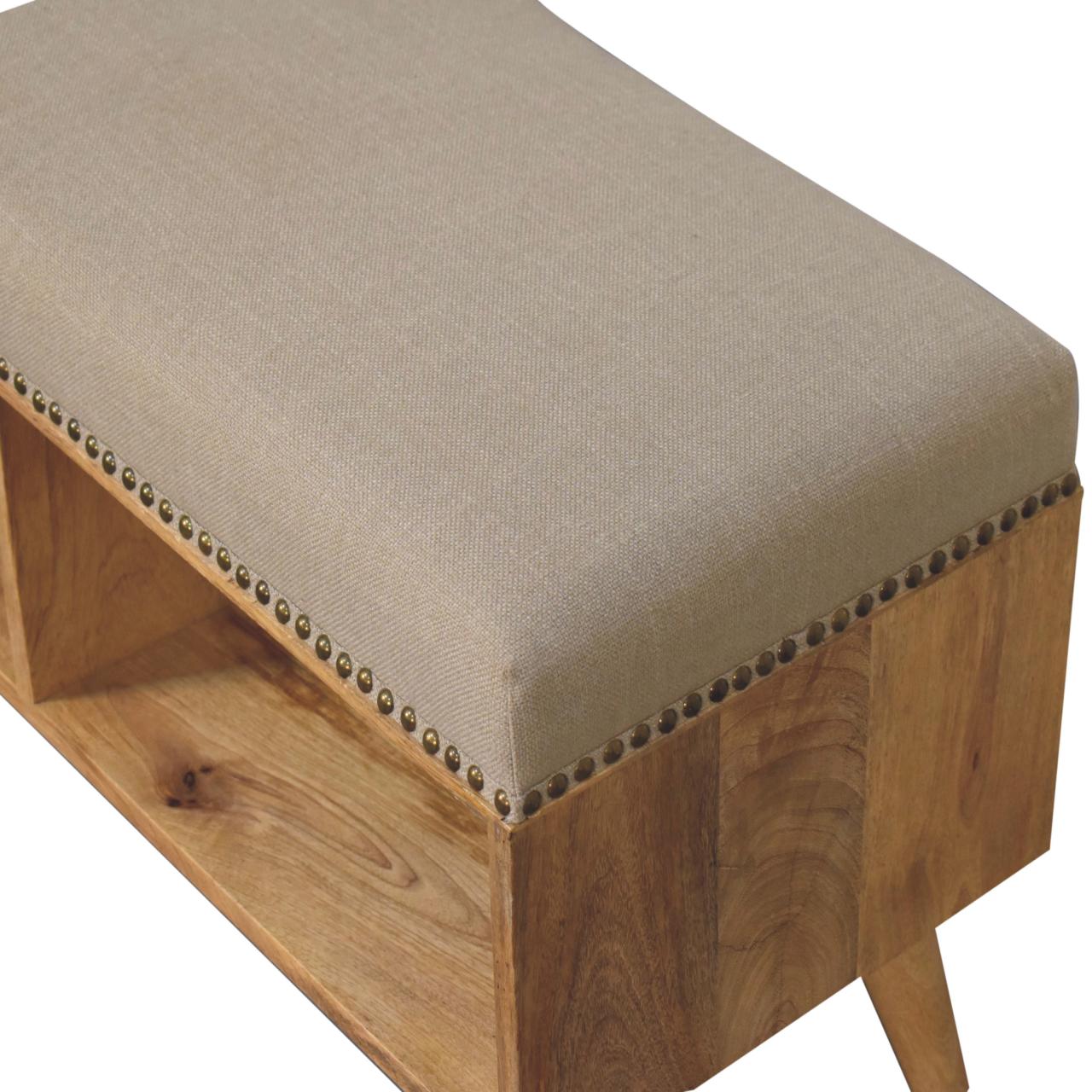 Studded Linen Open Bench-5