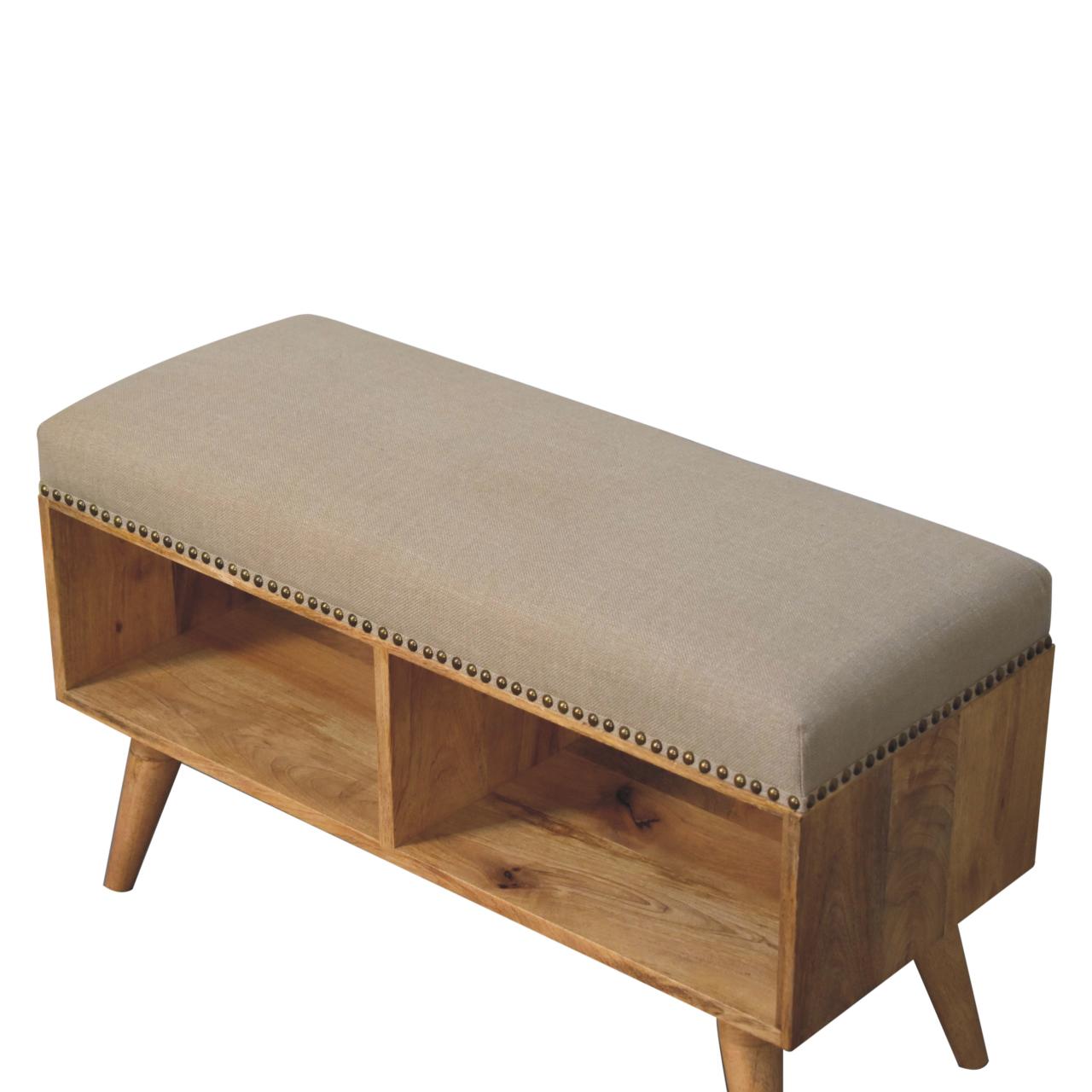 Studded Linen Open Bench-6